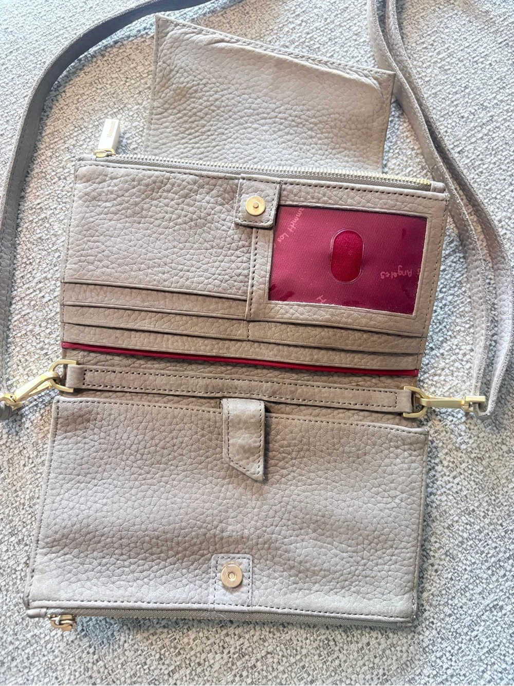 Hammitt Taupe Leather Crossbody with Gold Studs